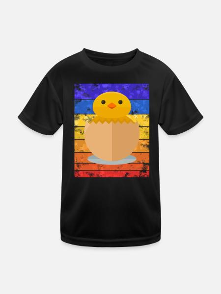 Küken Sunset - Kinder Funktions-T-Shirt - Schwarz - Vorne