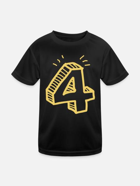 4 number - Kids Functional T-Shirt - black - Front