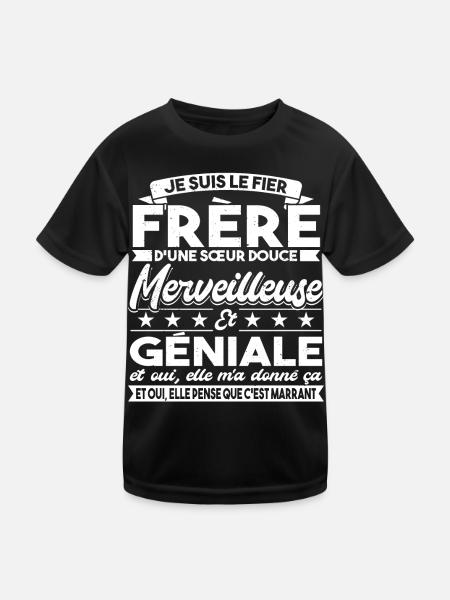 Frére et Soeur Géniale Humour Frere Cadeau Frèro - T-shirt sport Enfant - noir - Devant