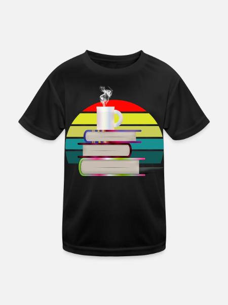 Livres au coucher du soleil - T-shirt sport Enfant - noir - Devant