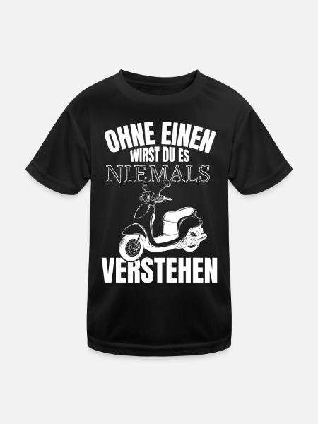 Motorroller Spruch Moped Mofa Roller fahren Bike - Kinder Funktions-T-Shirt - Schwarz - Vorne