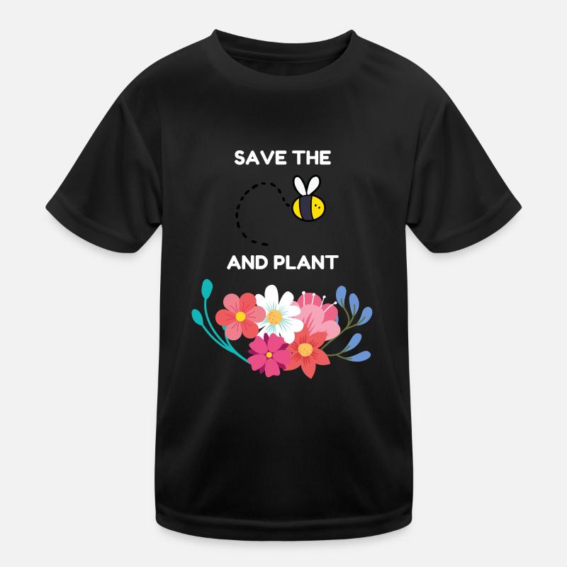Save the bees and plants flowers Apker Abeille Fleurs T-shirt sport Enfant