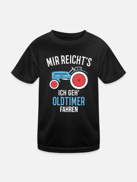 Trecker Oldtimer Landwirt Geschenkidee - Kinder Funktions-T-Shirt - Schwarz - Vorne