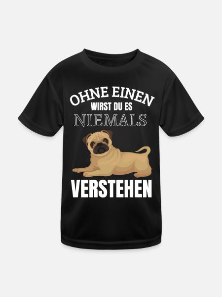 Mops Hund Möpse Hunde Pug Pugs Life Tierbesitzer - Kinder Funktions-T-Shirt - Schwarz - Vorne
