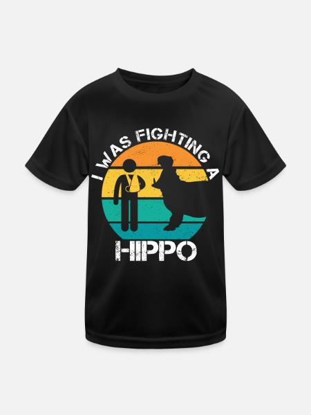 I Was Fighting A Hippo Arm Gebrochen Armschlinge - Kinder Funktions-T-Shirt - Schwarz - Vorne
