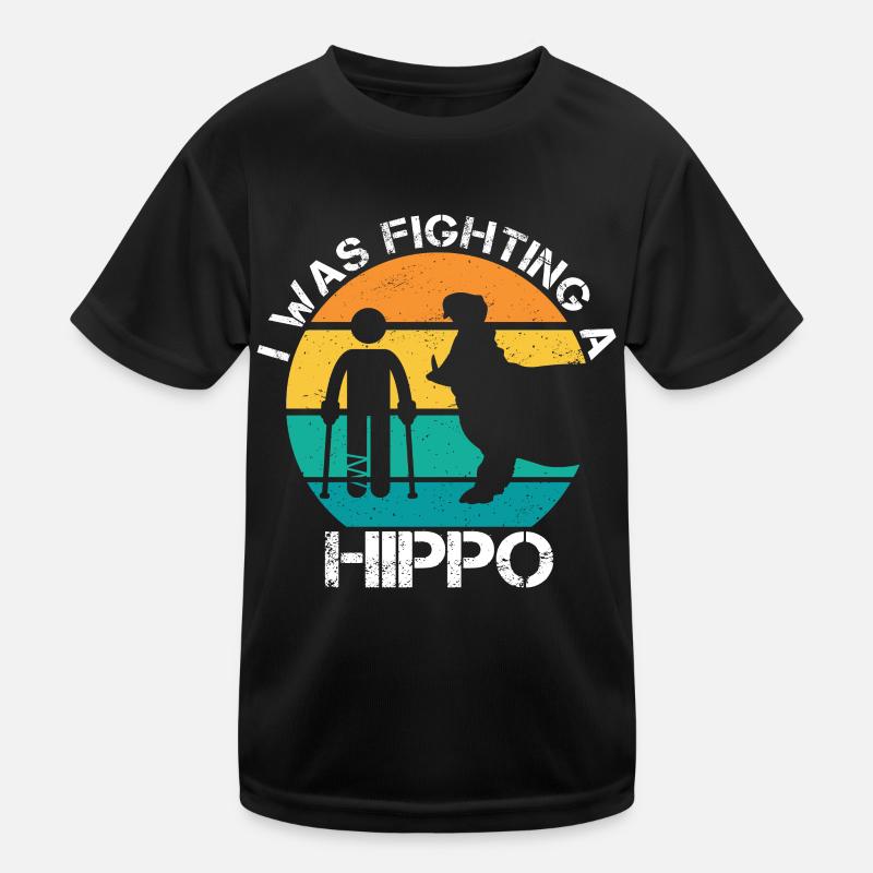 I Was Fighting A Hippo Broken Leg Gypsum Leg Kids Functional T-Shirt