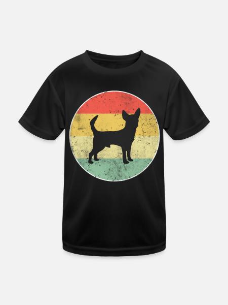 Chihuahua Hund Retro - Kinder Funktions-T-Shirt - Schwarz - Vorne