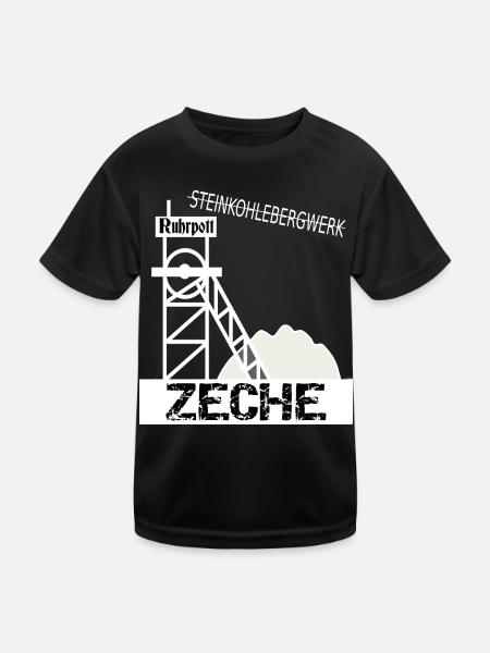 Ruhrpott Zeche - Kinder Funktions-T-Shirt - Schwarz - Vorne