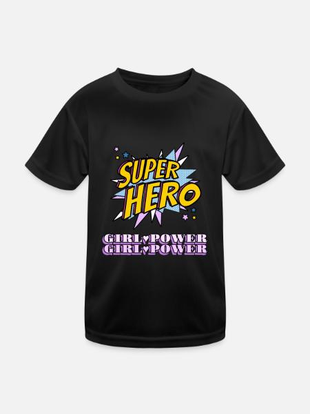 Super Hero Girl Power be your heroine - Kids Functional T-Shirt - black - Front
