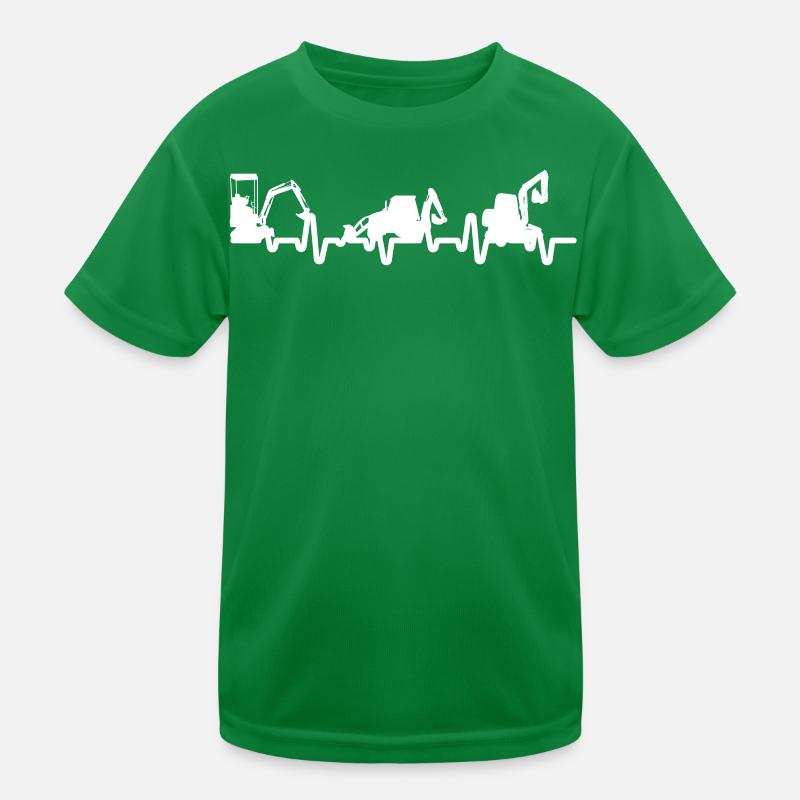 Bagger Herzschlag Baustelle Kinder Funktions-T-Shirt