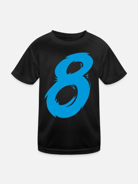 Number 8 - Kids Functional T-Shirt - black - Front