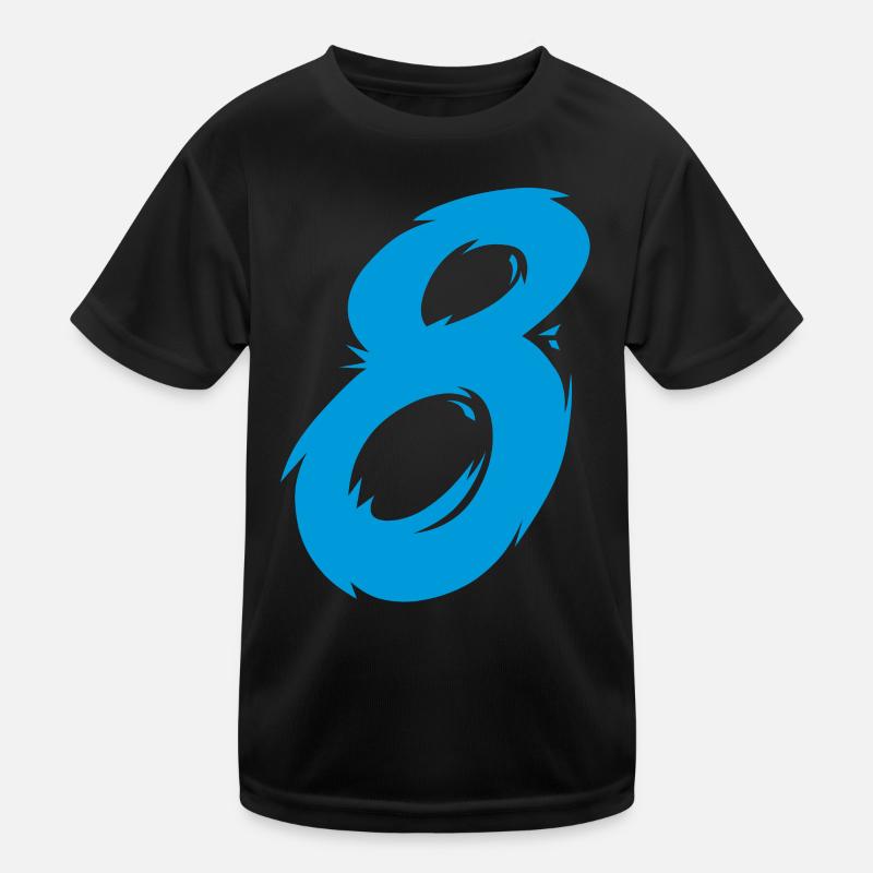 Zahl 8 - Kinder Funktions-T-Shirt - Schwarz