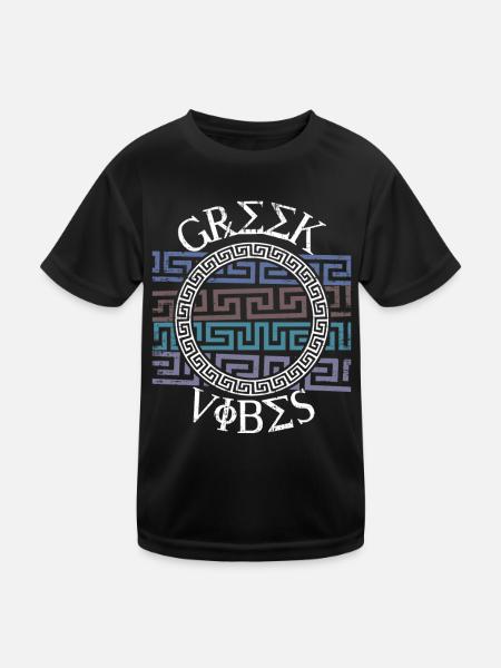 Greek pattern, Greece - Kids Functional T-Shirt - black - Front