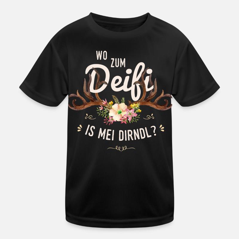 Wo zum Deifi is mei Dirndl Kinder Funktions-T-Shirt