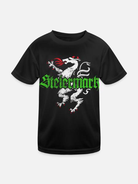 Steiermark Bekleidung Steirischer Panther - Kinder Funktions-T-Shirt - Schwarz - Vorne