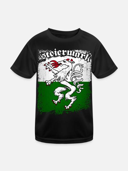 Steiermark - Kinder Funktions-T-Shirt - Schwarz - Vorne