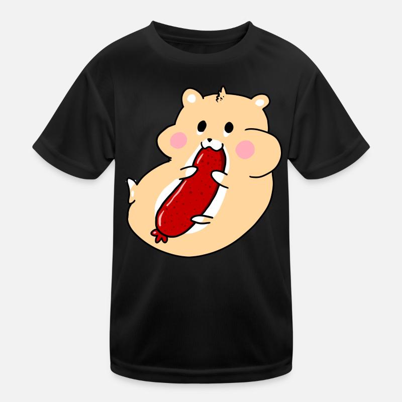 Hamster mit Salami Kinder Funktions-T-Shirt