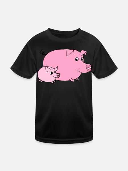 pig - Kids Functional T-Shirt - black - Front