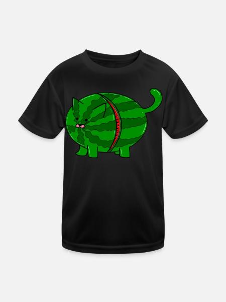 Watermelon hangover - cat melon - fruits - Kids Functional T-Shirt - black - Front