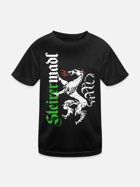 Steirermadl - Kinder Funktions-T-Shirt - Schwarz - Vorne