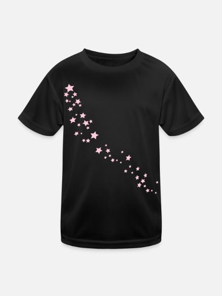 Stern Rosa - Kinder Funktions-T-Shirt - Schwarz - Vorne