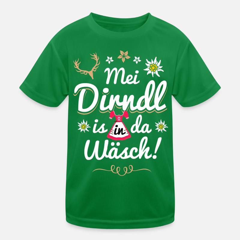 Mei Dirndl is in da Wäsch Kinder Funktions-T-Shirt
