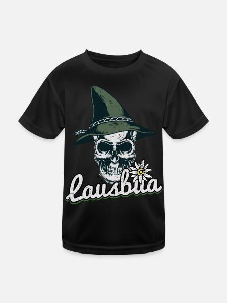 Lausbua Bayrischer Bua Bayern Urig Totenkopf cool - Kinder Funktions-T-Shirt - Schwarz - Vorne