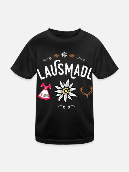 Lausmadl Ersatz Tracht bayrisches Madl Mei Dirndl - Kinder Funktions-T-Shirt - Schwarz - Vorne