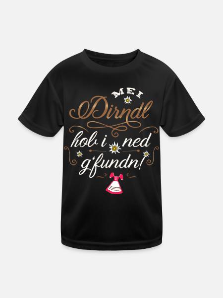 Trachtenshirt Dirndl Ersatz Trachten Sprüche - Kinder Funktions-T-Shirt - Schwarz - Vorne