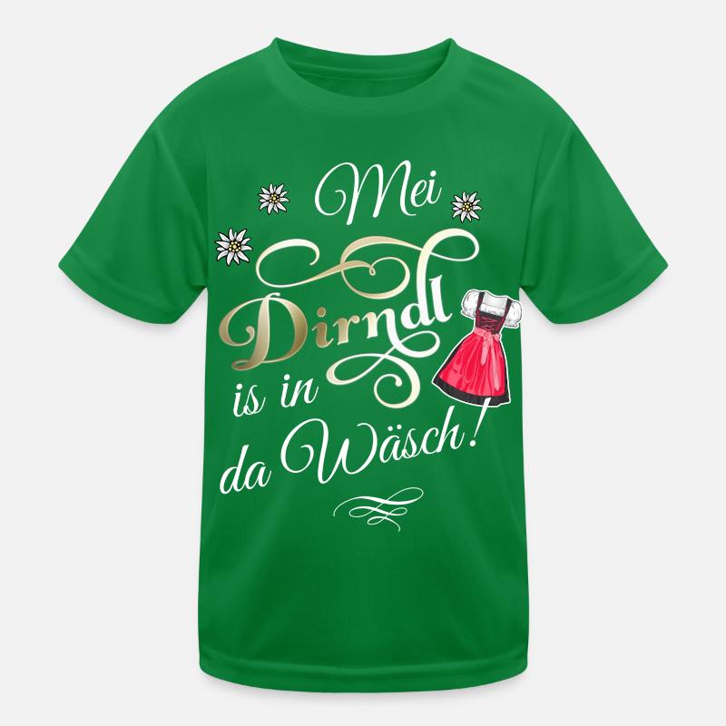 Mei Dirndl is in da Wäsch Kinder Funktions-T-Shirt