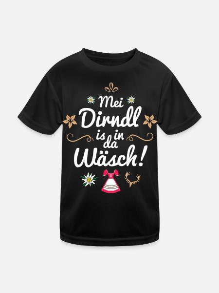 Damen Trachtenshirt Kinder Mei Dirndl Shirt Tracht - Kinder Funktions-T-Shirt - Schwarz - Vorne