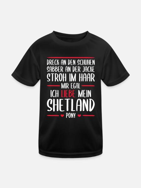 Shetland Pony Shetty Liebe Geschenk - Kinder Funktions-T-Shirt - Schwarz - Vorne