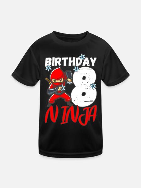 8th Birthday Birthday Ninja 8 years old boy - Kids Functional T-Shirt - black - Front