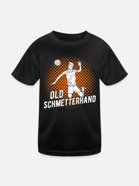 Volleyball Volleyballspieler Old Schmetterhand - Kinder Funktions-T-Shirt - Schwarz - Vorne