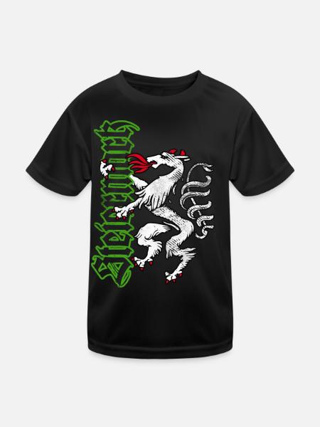 Steiermark T-Shirt Retro Panther Wappen - Kinder Funktions-T-Shirt - Schwarz - Vorne