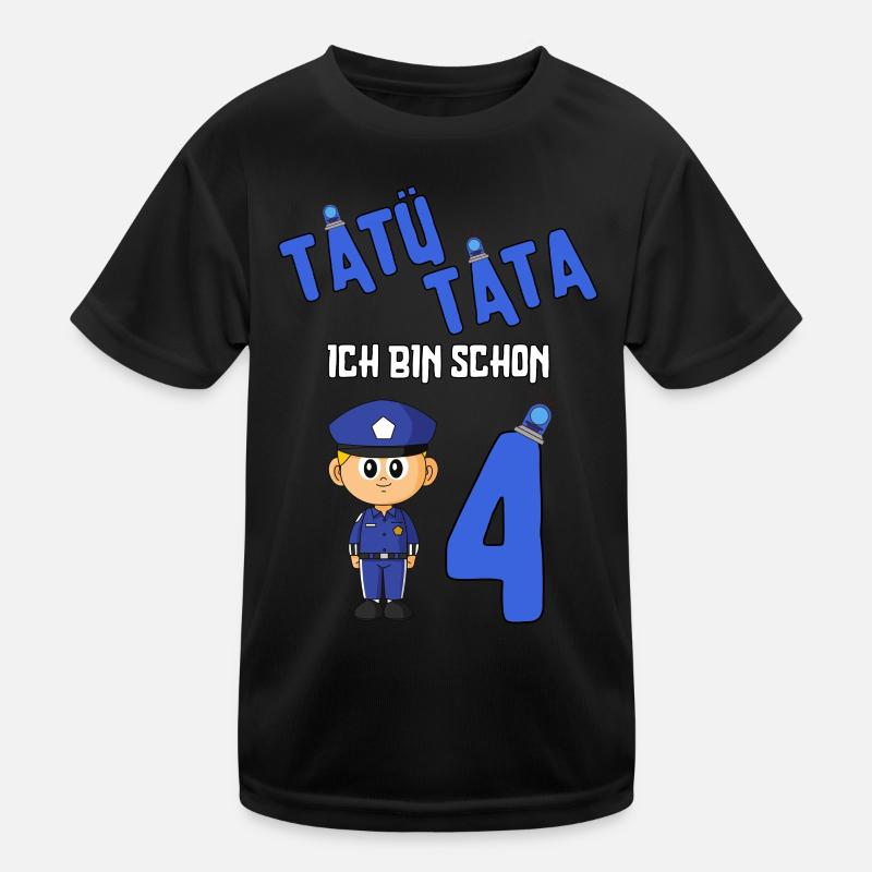 4 Jahre 4. Geburtstag Polizei Kindergeburtstag Kinder Funktions-T-Shirt
