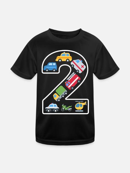 2 ans 2 anniversaire anniversaire d’enfant - T-shirt sport Enfant - noir - Devant
