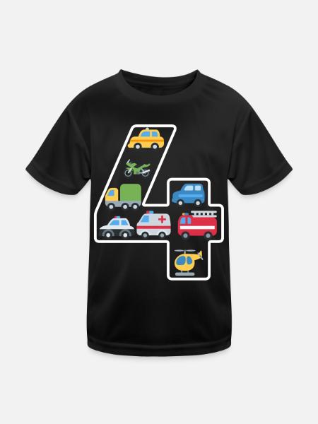 4 years 4th birthday children's birthday - Kids Functional T-Shirt - black - Front
