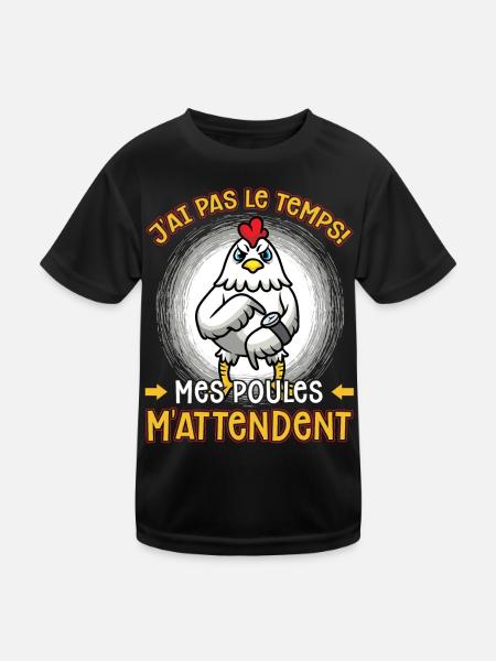 Papys Poules Humour Mamans Poules - T-shirt sport Enfant - noir - Devant