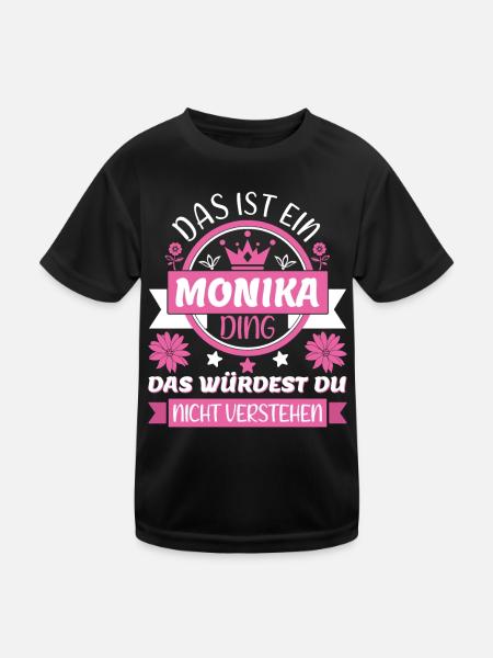 Monika Name Vorname Namenstag Namensgeschenk - Kinder Funktions-T-Shirt - Schwarz - Vorne