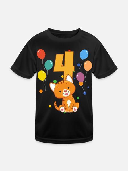 4 anniversaire anniversaire d’enfant 4 ans chat - T-shirt sport Enfant - noir - Devant