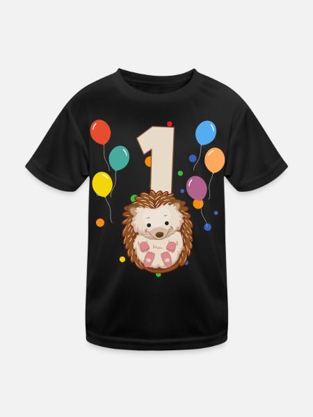 1er anniversaire anniversaire d’enfant 1 ans hérissons - T-shirt sport Enfant - noir - Devant