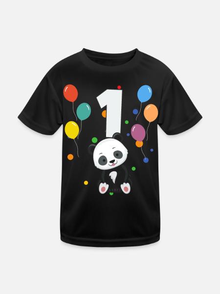 1st birthday children's birthday 1 years Panda - Kids Functional T-Shirt - black - Front