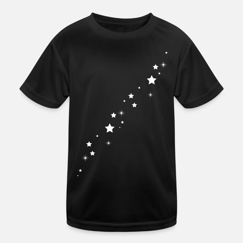 Sterne Sternschnuppe - Kinder Funktions-T-Shirt - Schwarz
