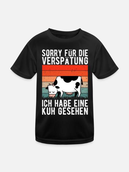 Kuh Landwirt Bauernhof Kinder Landwirtschaft Bauer - Kinder Funktions-T-Shirt - Schwarz - Vorne