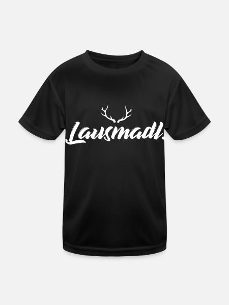 Lausmadl Kinder Trachtenshirt Damen - Kinder Funktions-T-Shirt - Schwarz - Vorne