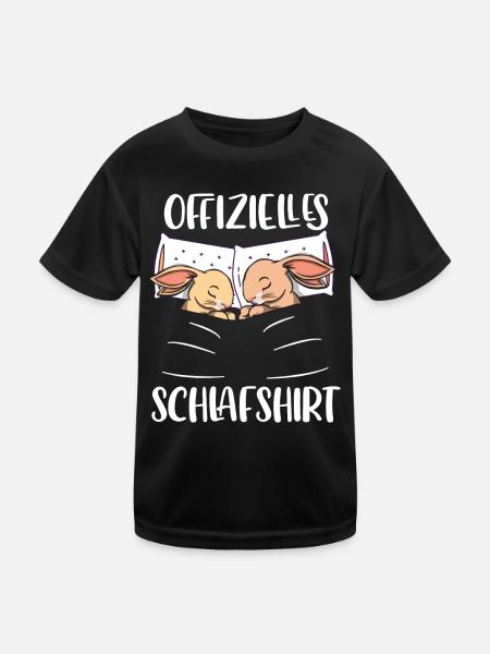 Offizielles Schlafshirt Schlafanzug Pyjama Hasen - Kinder Funktions-T-Shirt - Schwarz - Vorne