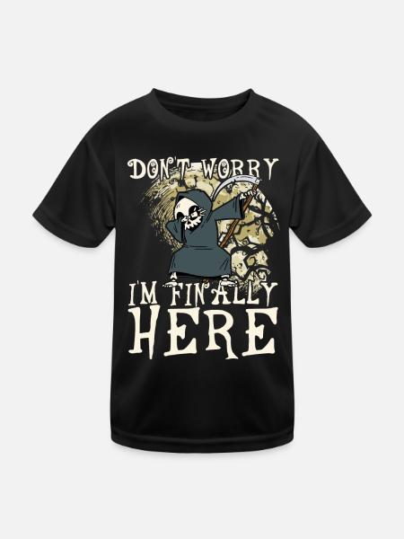 I'm finally here Dabbender Grim Reaper Dabbing Moon - Kids Functional T-Shirt - black - Front