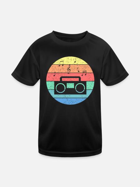 90er Jahre 1990er Neunziger Outfit Mottoparty 80er - Kinder Funktions-T-Shirt - Schwarz - Vorne