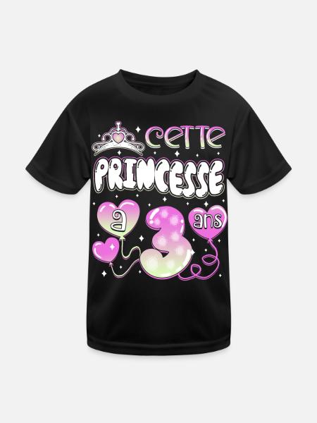 Anniv 3 Anniversaire Couronne Fille 3 Ans - T-shirt sport Enfant - noir - Devant